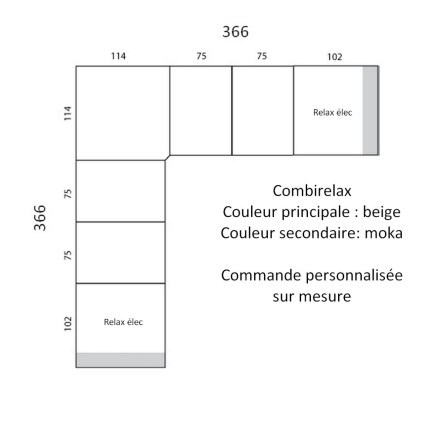 Solde de paiement commande canapé d'angle 2 relax électriques cuir buffle italien luxe combirelax, sur mesure personnalisé sur d