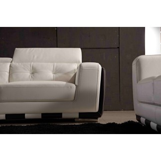 Ensemble composé d'un canapé 3 places et d'un canapé 2 places et d'un fauteuil en cuir italien buffle JASON, blanc et chocolat
