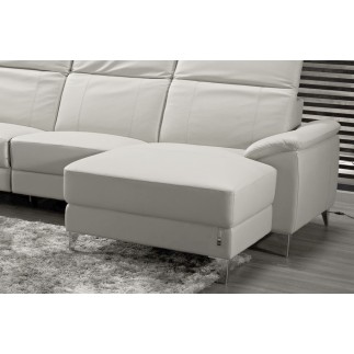 Canapé d'angle relax en cuir de buffle italien de luxe 5 places BRIO, blanc, angle droit