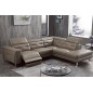 Canapé d'angle avec un relax électrique en cuir de buffle italien de luxe 6 places REVOLAX moka, angle droit, POUF OFFERT Canapé d'angle avec un relax électrique en cuir de buffle italien de luxe 6 places REVOLAX moka, angle droit, POUF OFFERT