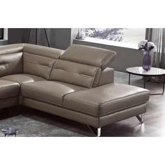Canapé d'angle avec un relax électrique en cuir de buffle italien de luxe 6 places REVOLAX moka, angle droit, POUF OFFERT