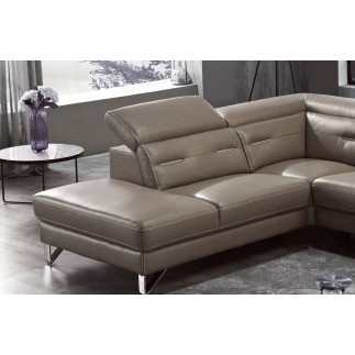 Canapé d'angle avec un relax électrique en cuir de buffle italien de luxe 6 places REVOLAX moka, angle gauche, POUF OFFERT
