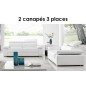 Ensemble de Canapés VERMONT: 2 canapés de 3 places en cuir haut de gamme italien. Blanc N°781 Sans pouf - Casanoti, 6x sans frai