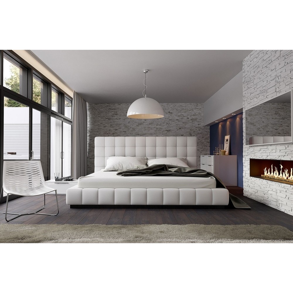 Lit design en cuir italien de luxe SILVER, blanc, 180x200 Lit design en cuir italien de luxe SILVER, blanc, 180x200