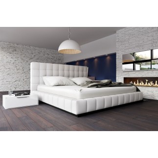 Lit design en cuir italien de luxe SILVER, blanc, 180x200