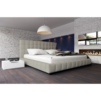 Lit design en cuir italien de luxe SILVER, gris clair, 180x200