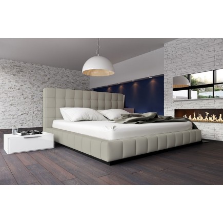 Lit design en cuir italien de luxe SILVER, gris clair, 180x200