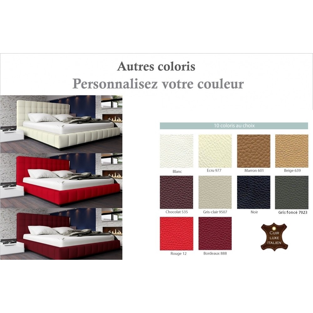 Lit design en cuir italien de luxe SILVER, couleur personnalisée, 180x200 Lit design en cuir italien de luxe SILVER, couleur personnalisée, 180x200