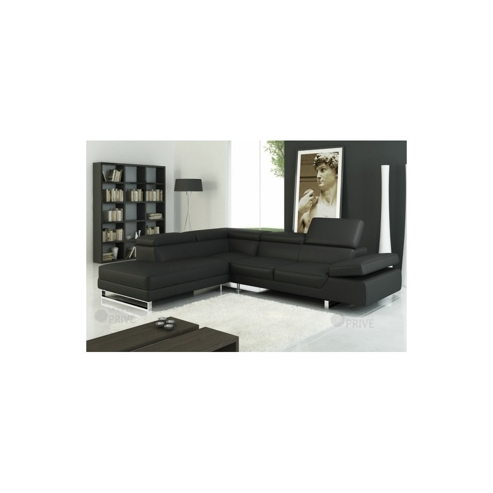 Solde de paiement de la commande : Canapé d'angle en cuir italien 5/6 places - petit george, noir, angle gauche, total 1698 €, 6