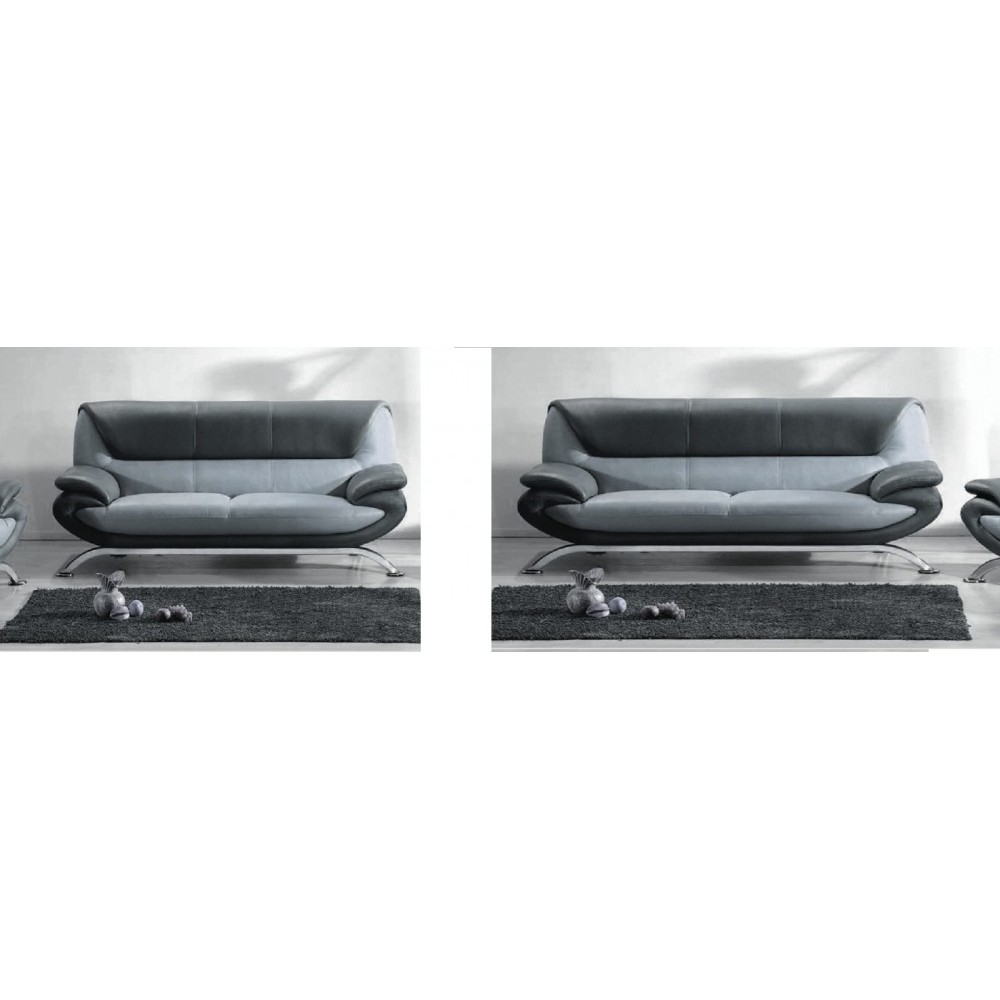 Solde de paiement de la commande : ENSEMBLE : Canapé 3 places et canapé 2 places, en cuir italien sicilia, gris clair et gris fo