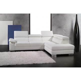 1er paiement : Canapé d'angle en cuir italien 5 places helios, blanc, angle droit, 6x sans frais, total 1695 €