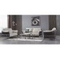 Ensemble Ensemble canapé 3 places et 2 places et fauteuil en cuir italien buffle DUBLIN, couleur blanc cassé et liseret noir Ensemble Ensemble canapé 3 places et 2 places et fauteuil en cuir italien buffle DUBLIN, couleur blanc cassé et liseret noir