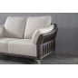 Ensemble Ensemble canapé 3 places et 2 places et fauteuil en cuir italien buffle DUBLIN, couleur blanc cassé et liseret noir Ensemble Ensemble canapé 3 places et 2 places et fauteuil en cuir italien buffle DUBLIN, couleur blanc cassé et liseret noir