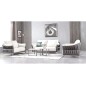 Ensemble Ensemble canapé 3 places et 2 places et fauteuil en cuir italien buffle DUBLIN, couleur blanc cassé et liseret gris fon Ensemble Ensemble canapé 3 places et 2 places et fauteuil en cuir italien buffle DUBLIN, couleur blanc cassé et liseret gris fon