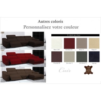 Solde de paiement de la commande: Canapé d'angle double relax en cuir de buffle italien de luxe 5 places birelax, couleur person