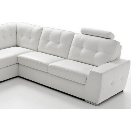 Canapé d'angle TOSCA en simili cuir de qualité supérieure Vénésetti, blanc, 5 places, angle gauche