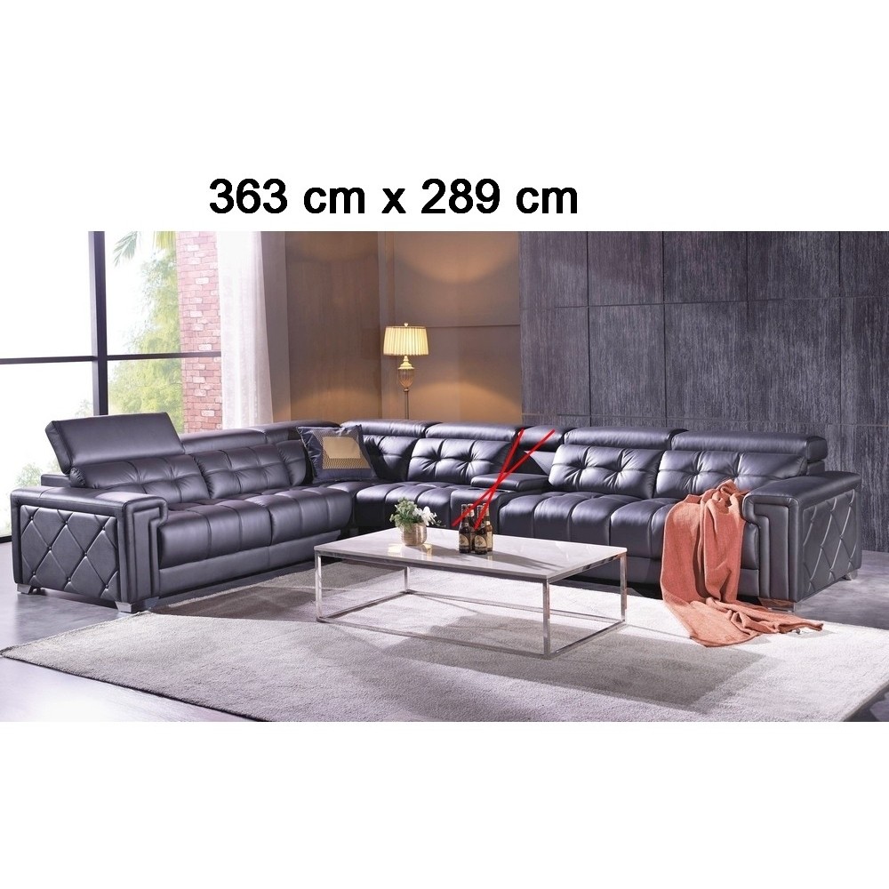 Solde de paiement commande canapé d'angle en cuir de buffle italien de luxe 6/7 places, prestigia, personnalisé sur mesure 363x2