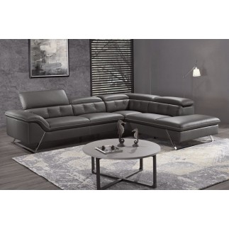 Solde de paiement de la commande: Canapé d'angle en cuir de buffle italien de luxe 5/6 places, vida, noir, et surpiqure beige, a