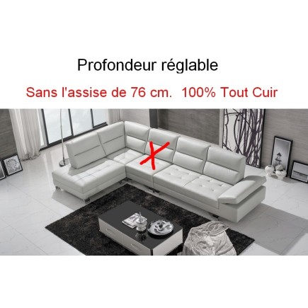 - Canapé d'angle en 100% TOUT cuir de buffle italien de luxe GIOVANI, BEIGE, personnalisé sur mesure une assise de 76 cm en moin