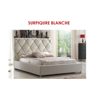 Lit en cuir italien de luxe ENJOY, blanc, SURPIQURE BLANCHE, 160x200