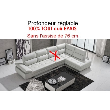 1er paiement de la commande : Canapé d'angle en 100% TOUT cuir EPAIS de buffle italien de luxe GIOVANI, BEIGE, personnalisé sur