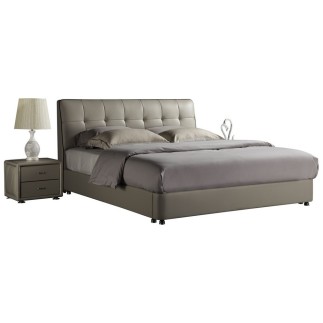 Lit design en cuir italien de luxe BERTA, avec sommier à lattes, gris clair, 140x190