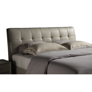 Lit design en cuir italien de luxe BERTA, avec sommier à lattes, gris clair, 140x190