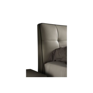 Lit design en cuir italien de luxe BERTA, avec sommier à lattes, gris clair, 140x200