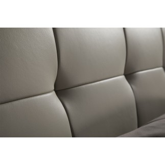 Lit design en cuir italien de luxe BERTA, avec sommier à lattes, gris clair, 140x200