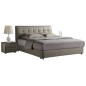 Lit design en cuir italien de luxe BERTA, avec sommier à lattes, gris clair, 180x200 Lit design en cuir italien de luxe BERTA, avec sommier à lattes, gris clair, 180x200
