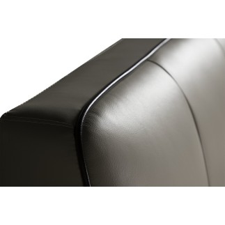 Lit design en cuir italien de luxe BERTA, avec sommier à lattes, gris clair, 180x200