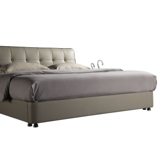 Lit design en cuir italien de luxe BERTA, avec sommier à lattes, gris clair, 180x200
