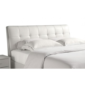 Lit design en cuir italien de luxe BERTA, avec sommier à lattes, blanc, 140x190