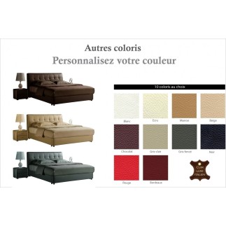 Lit design en cuir italien de luxe BERTA, avec sommier à lattes, couleur personnalisée, 160x200