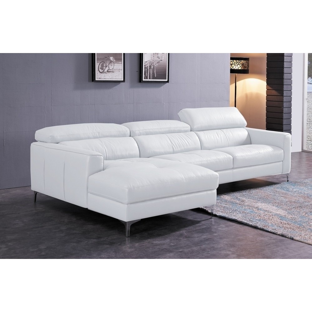 Solde de paiement de la commande: Canapé d'angle en cuir buffle italien de luxe 5 places armano, blanc, angle gauche, 6x sans fr