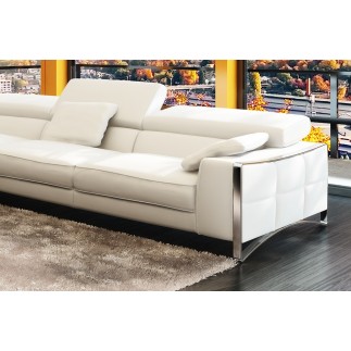 Canapé d'angle en cuir italien 5 places SUEDE, blanc, angle gauche