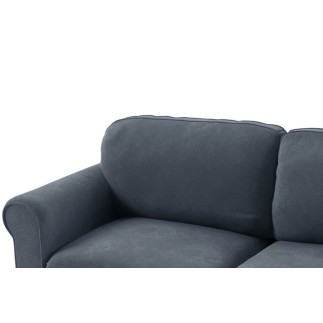 Canapé 2 places convertible en tissu de qualité NIKOS, gris-bleu.