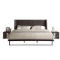 Lit design en cuir italien de luxe AZURO, avec sommier à lattes, couleur chocolat, 140x190 Lit design en cuir italien de luxe AZURO, avec sommier à lattes, couleur chocolat, 140x190