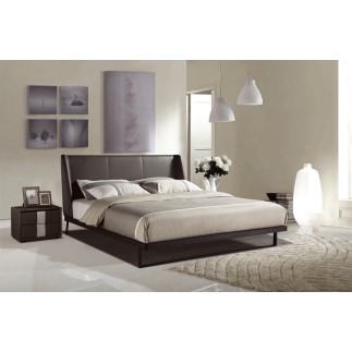 Lit design en cuir italien de luxe AZURO, avec sommier à lattes, couleur chocolat, 160X200