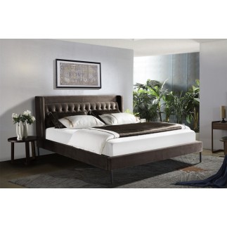 Lit design en tissu de luxe MARTA, couleur chocolat n°06, 140x190
