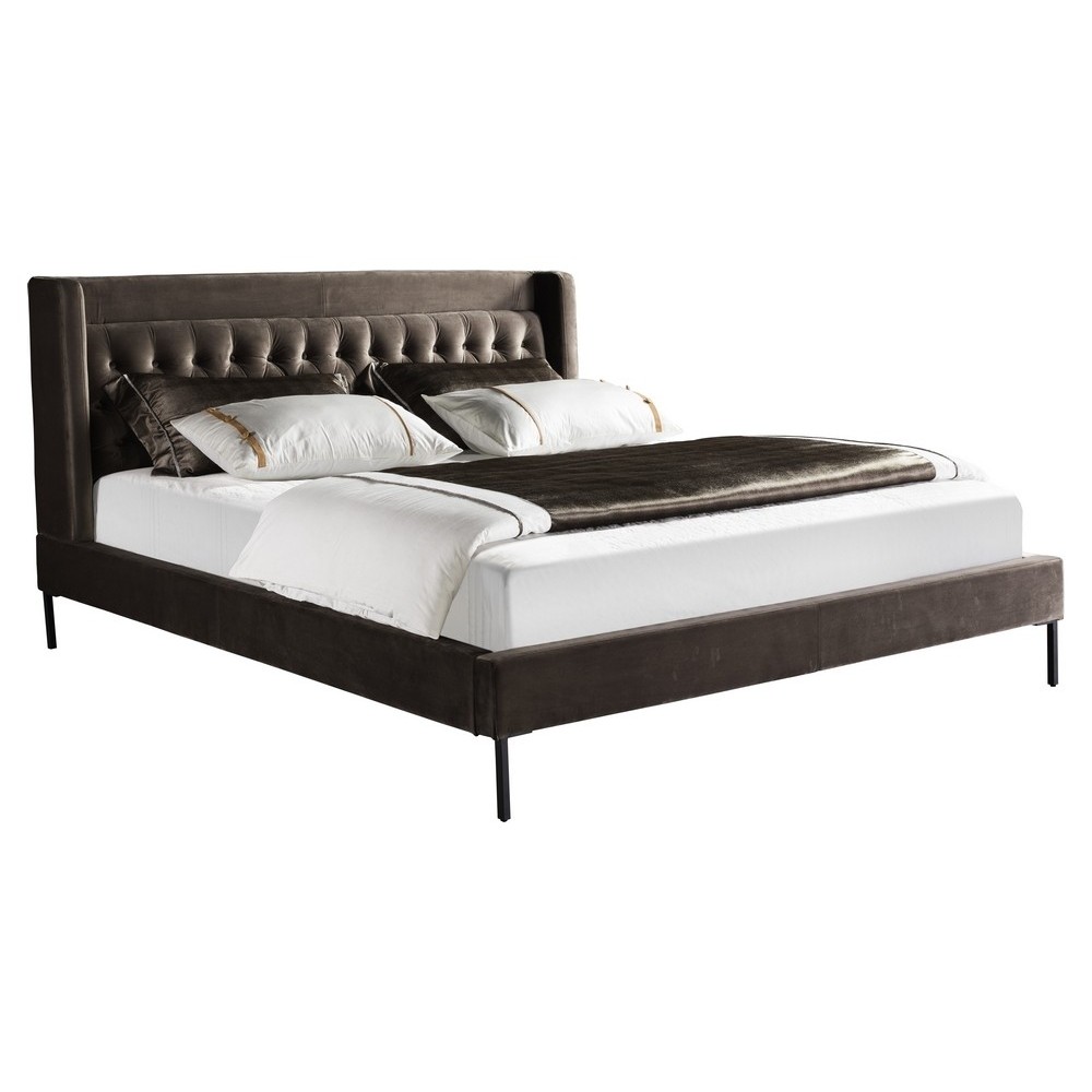 Lit design en tissu de luxe MARTA, couleur chocolat n°06, 140x200 Lit design en tissu de luxe MARTA, couleur chocolat n°06, 140x200