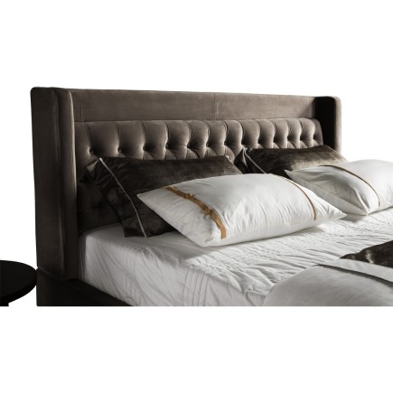 Lit design en tissu de luxe MARTA, couleur chocolat n°06, 140x200