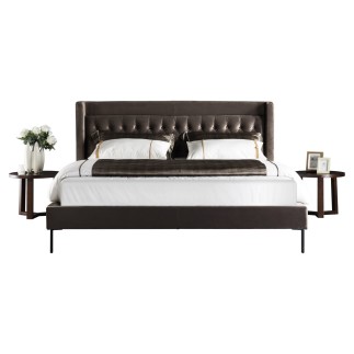 Lit design en tissu de luxe MARTA, couleur chocolat n°06, 140x200