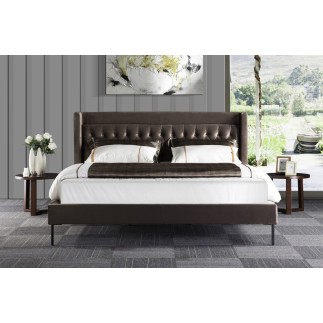Lit design en tissu de luxe MARTA, couleur chocolat n°06, 160X200