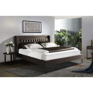 Lit design en tissu de luxe MARTA, couleur chocolat n°06, 160X200