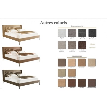 Lit design en tissu de luxe MARTA, choix de la couleur, 140x200