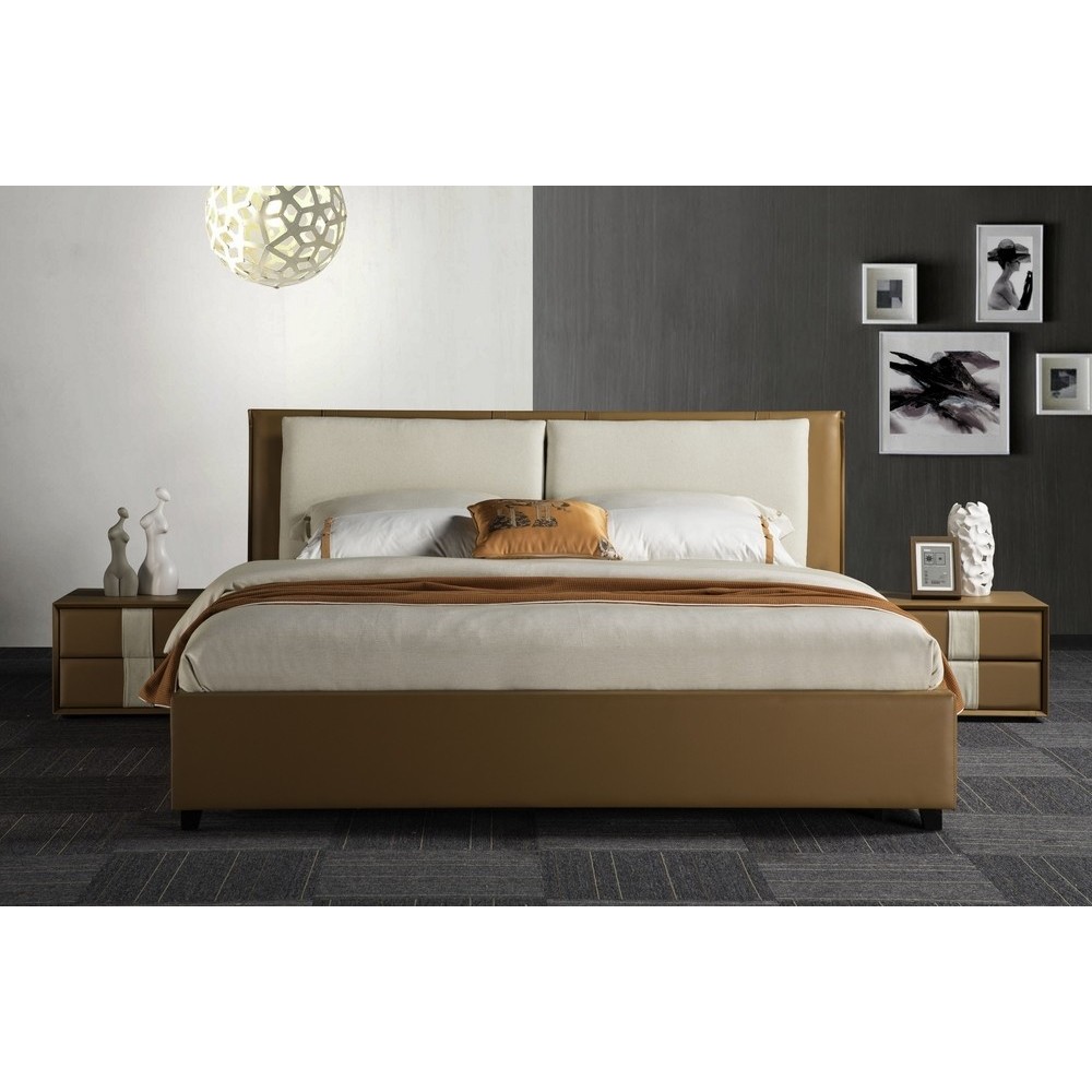 Lit design en cuir et tissu de luxe ELINE, choisissez la couleur du cuir et du tissu, 140x200, Choix de la couleur Lit design en cuir et tissu de luxe ELINE, choisissez la couleur du cuir et du tissu, 140x200, Choix de la couleur