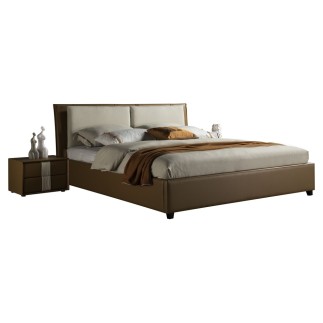 Lit design en cuir et tissu de luxe ELINE, choisissez la couleur du cuir et du tissu, 160x200