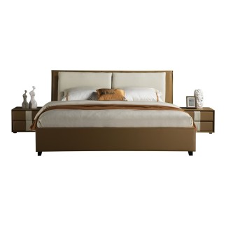 Lit design en cuir et tissu de luxe ELINE, choisissez la couleur du cuir et du tissu, 180x200