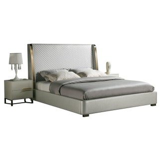 Lit design de luxe PERFECTO, avec sommier à lattes, gris clair , 140x190